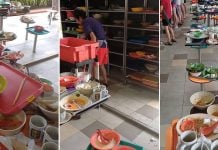 trays scattered around tables