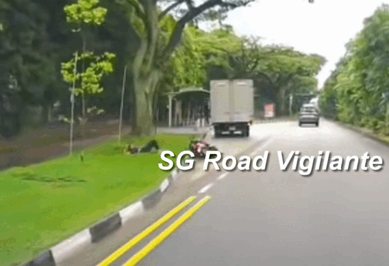 motorcyclist lorry grass