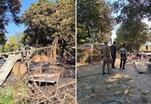 man burned fire cold