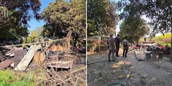 man burned fire cold