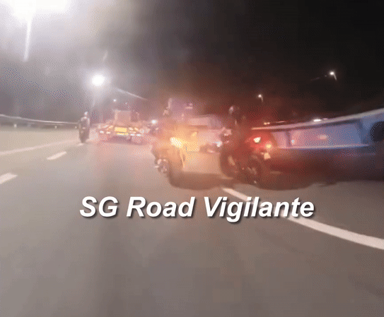 motorcyclist truck wheels aye