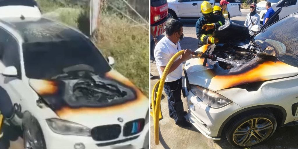woman bmw fire thailand