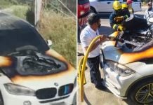 woman bmw fire thailand