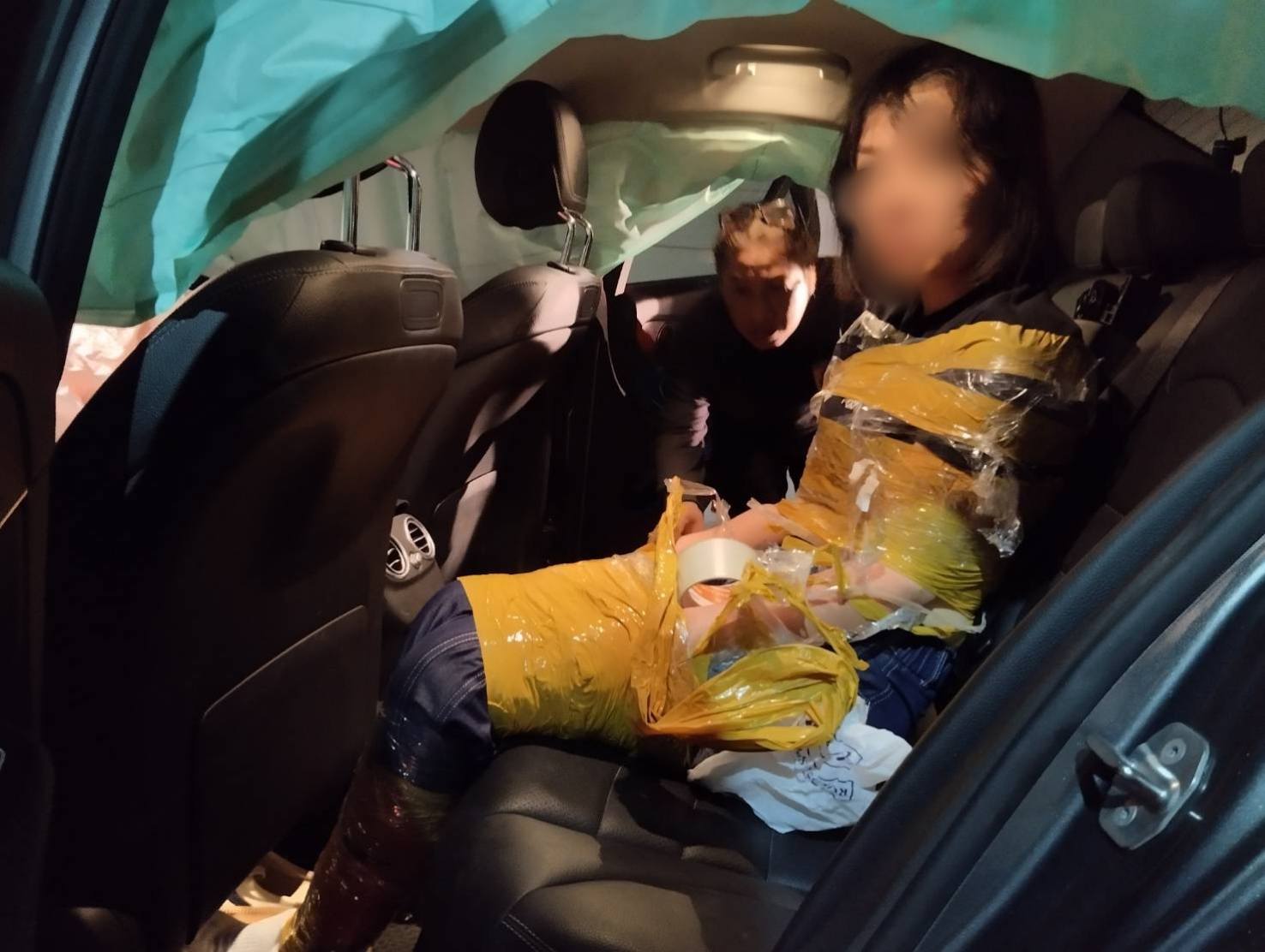 woman duct tape vehicle rescued