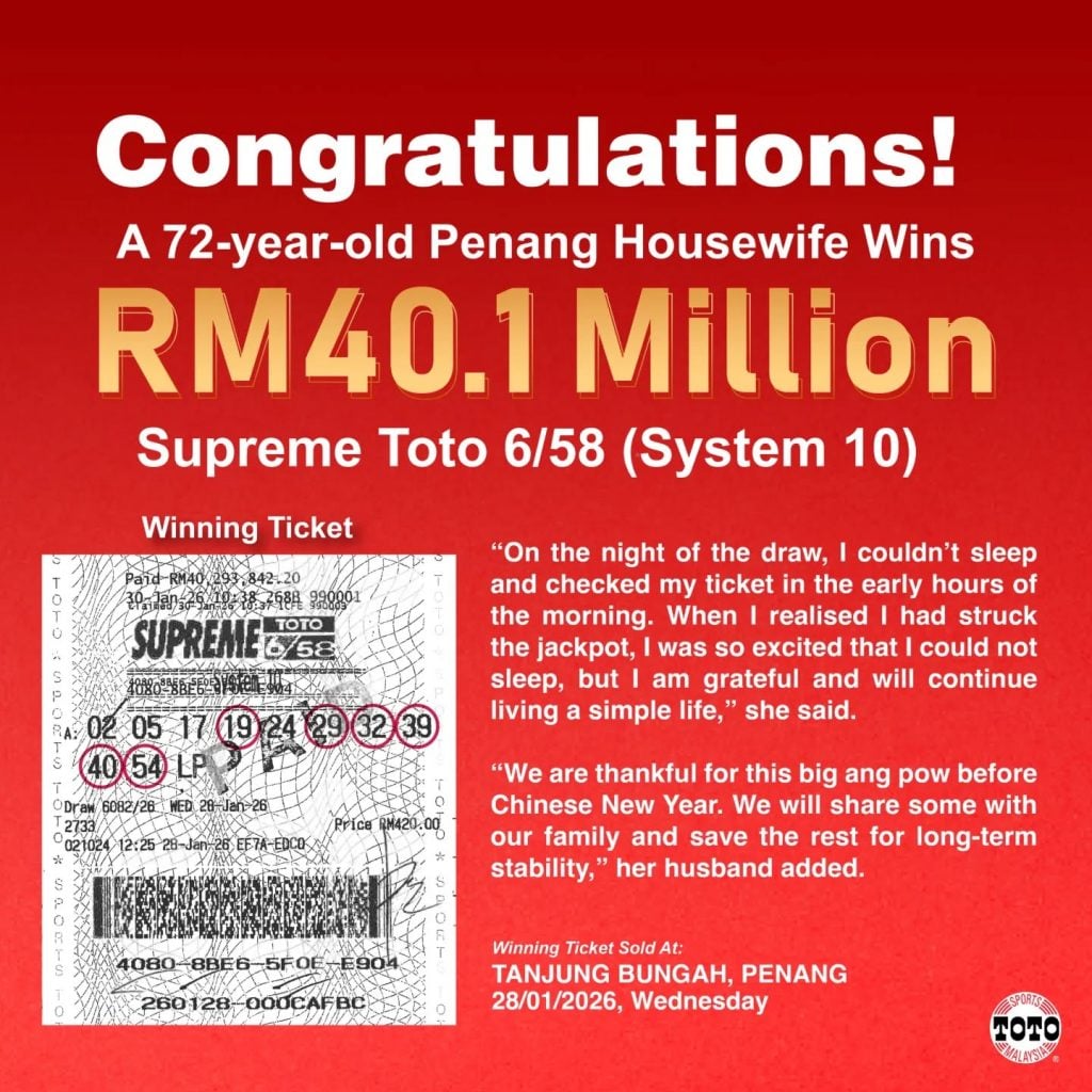 penang housewife toto jackpot