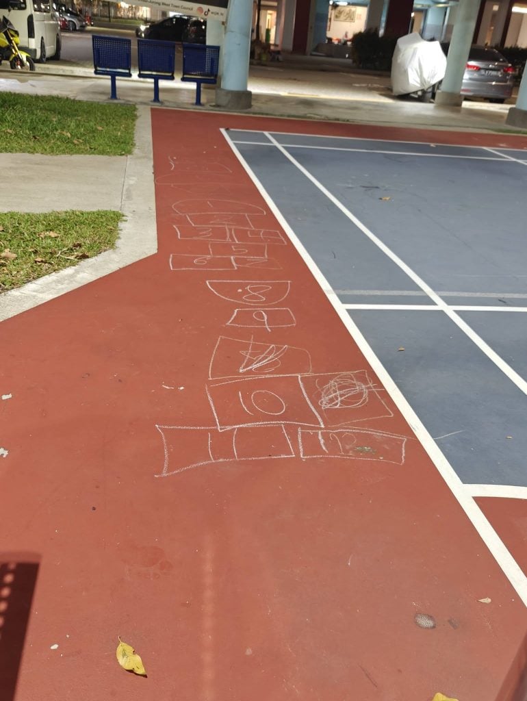 chalk drawing of hopscotch