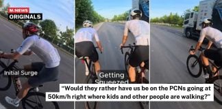 cyclists racing along Tanah Merah Coast Rd