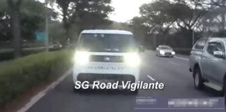 van flashing headlights