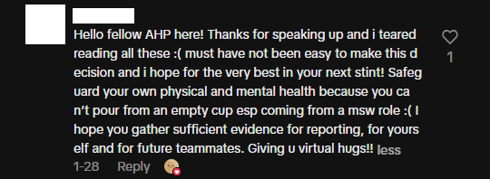 support from fellow healthcare worker