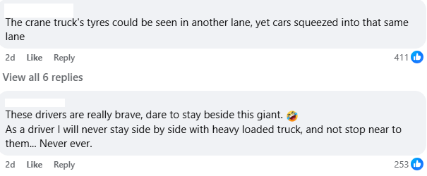 dont stop beside a big vehicle 