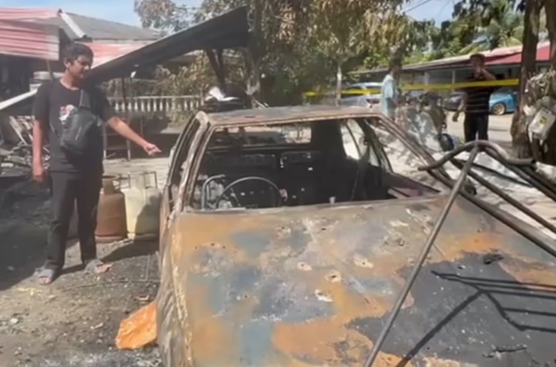 cat saves burning home car