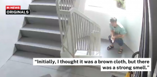 man taking a dump at hdb staircase landing