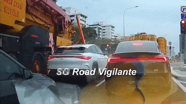 mobile crane hits car