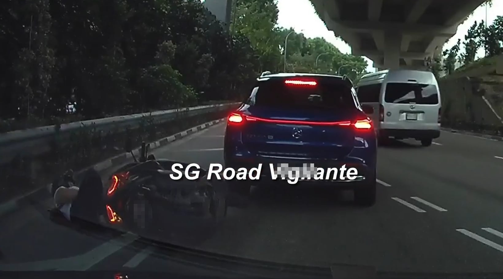 motorcyclist brake car