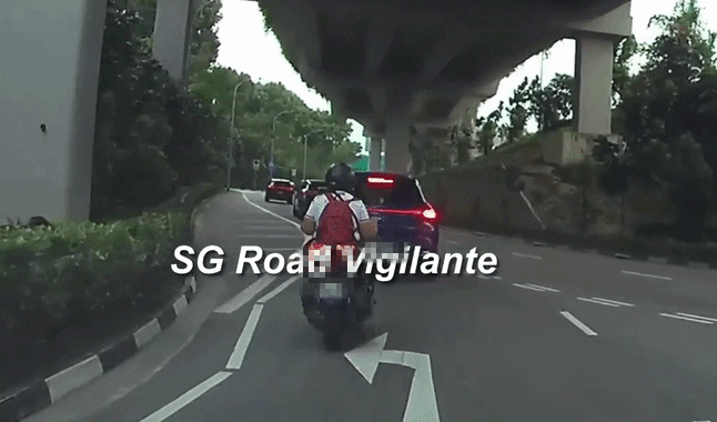 motorcyclist brake car