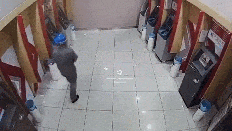 man breaks atm bank footage