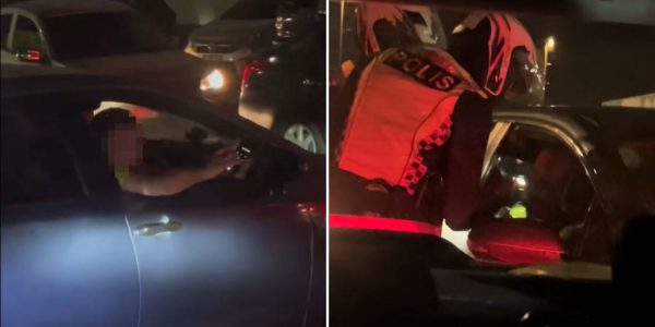 man chases woman knife parking lot