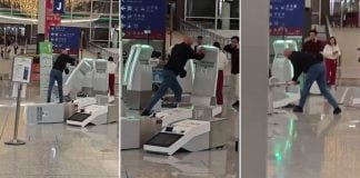 man check-in kiosks airport