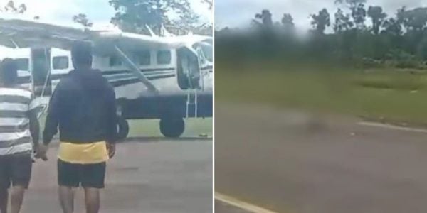 plane shot landing indonesia