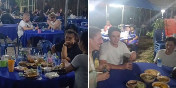 tourists funeral food court