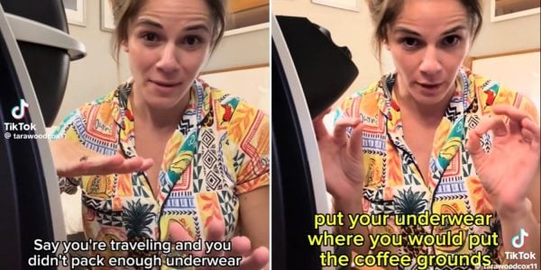 washing underwear hotel coffeemaker