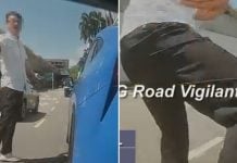 taxi driver kicks motorcycle after accident