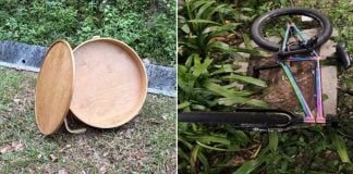 table and bicycle thrown from hdb