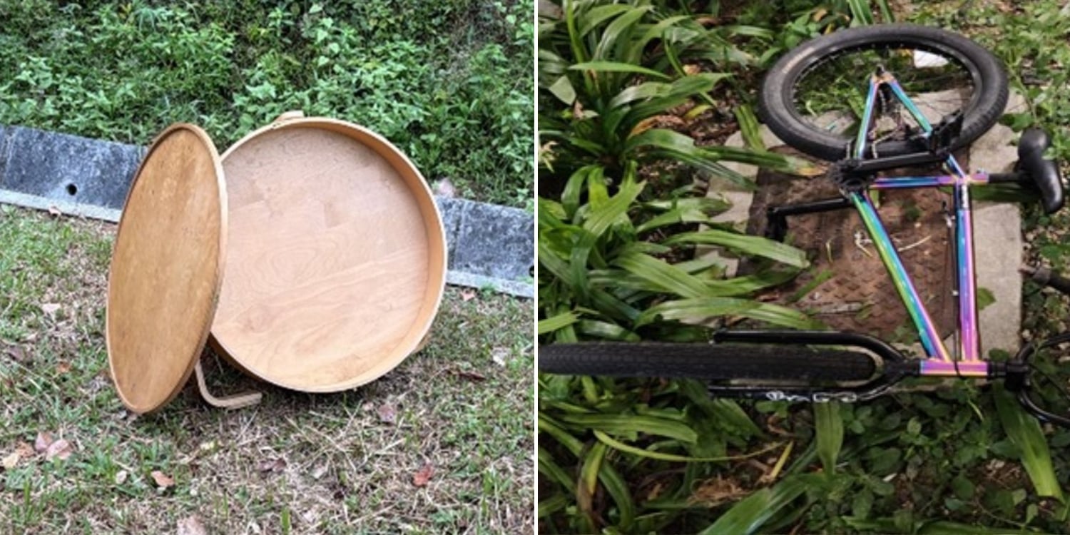 table and bicycle thrown from hdb