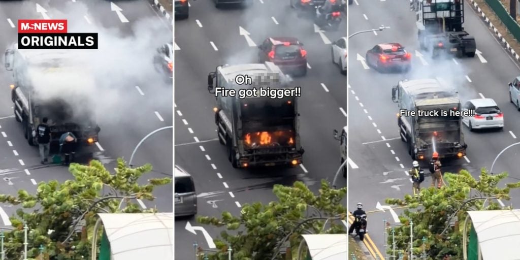 garbage truck on fire