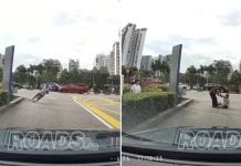 woman falls on road near Parkway Parade