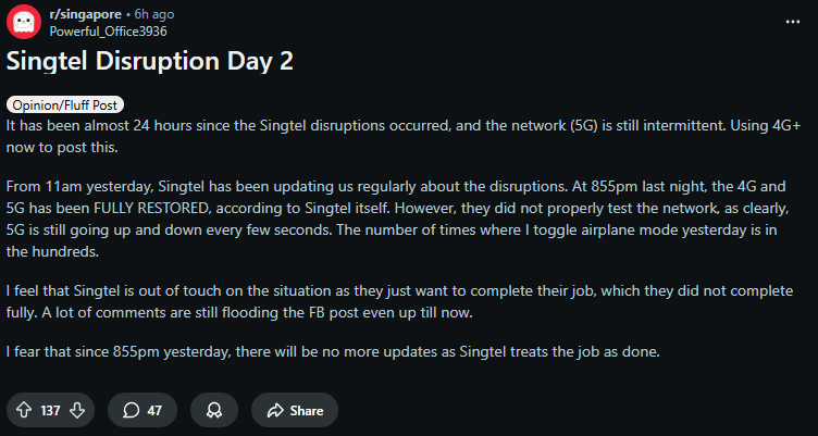 singtel disruption