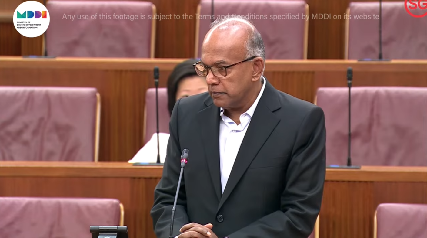 Minister K. Shanmugam in Parliament