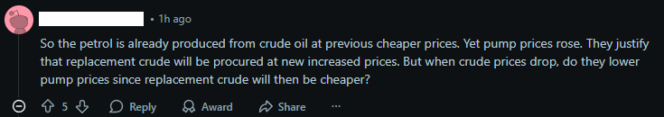 price increase despite being produced with older crude oil