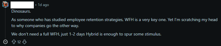 no need for full WFH, hybrid is good enough