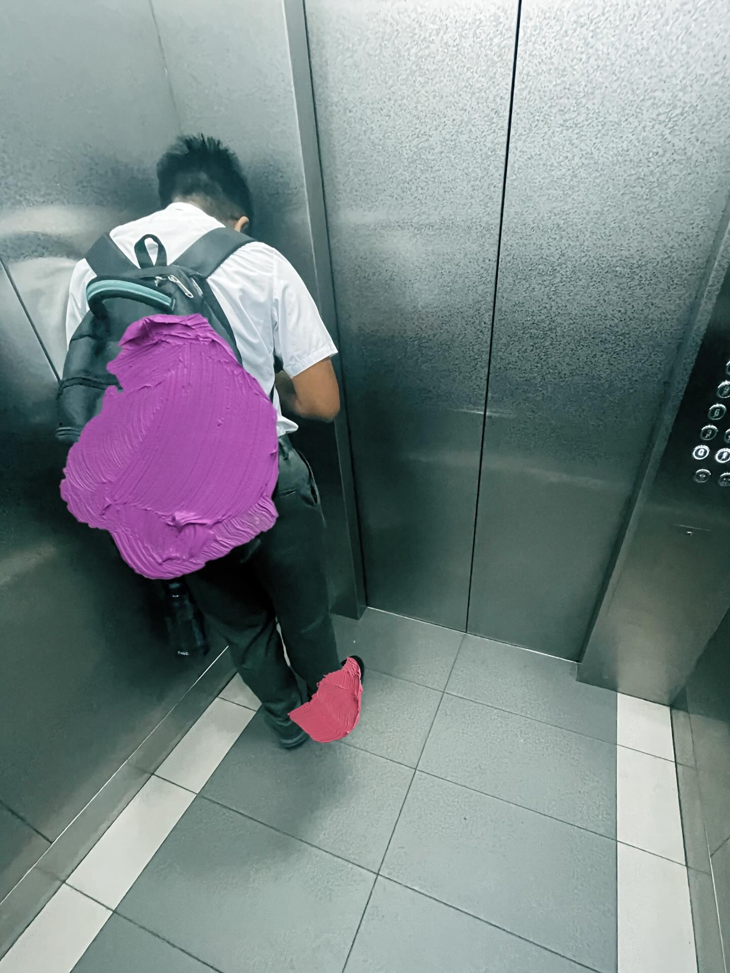 boy turns away eat elevator (2)