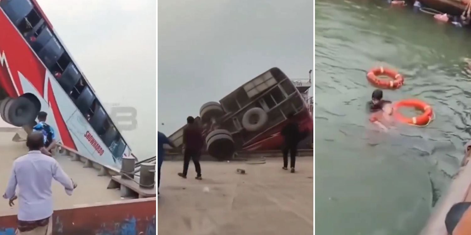bus plunges river
