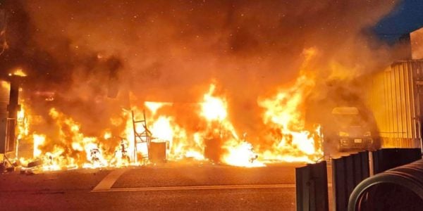 couple motorbike shop fire