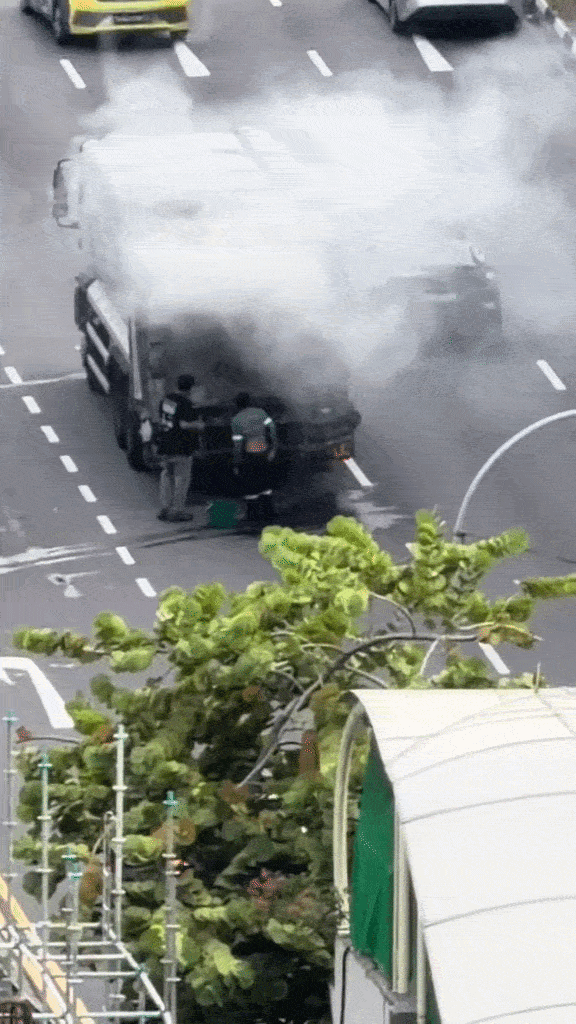 garbage truck on fire