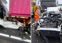 lorry crushes car