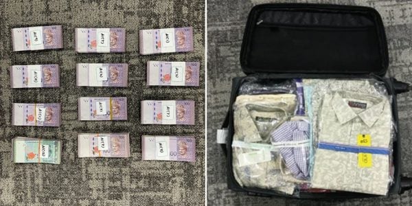 travellers undeclared cash luggage