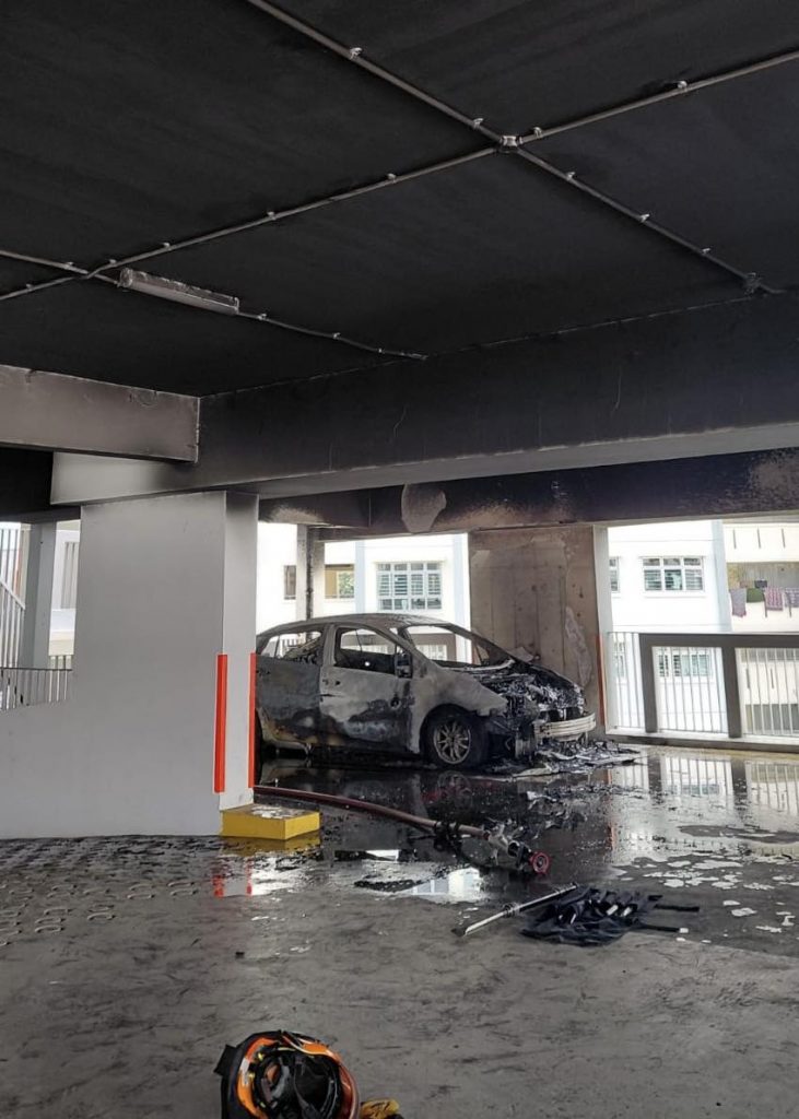 Car catches fire at Yishun multi-storey carpark, no injuries reported