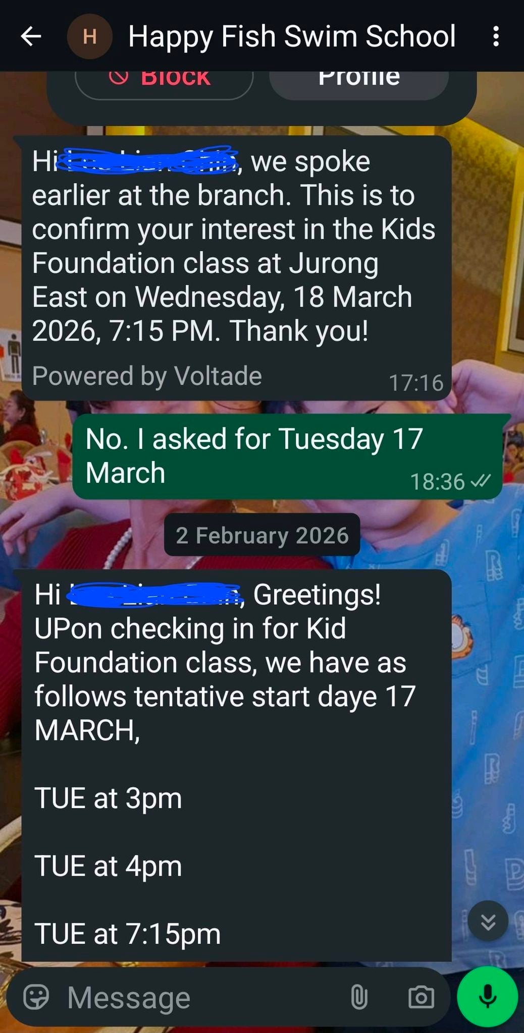 choosing lesson time