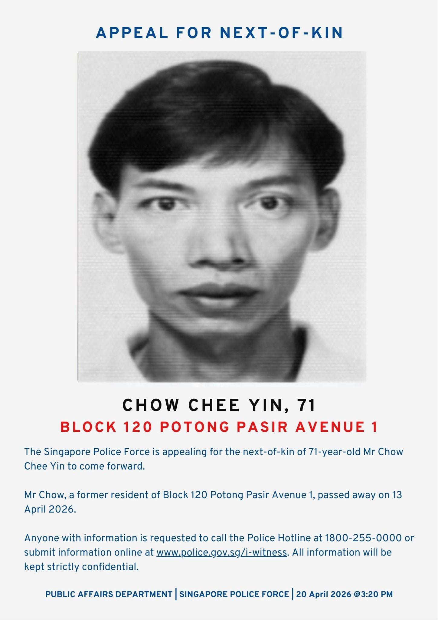 appeal for next of kin