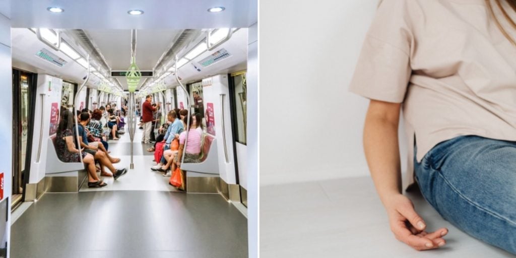 woman told by boyfriend not to sit down on mrt floor because she is 'a lady"