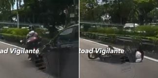 rider rear-ended by car after recklessly swerving between lanes on PIE