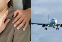 man molests woman on board plane