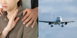 man molests woman on board plane