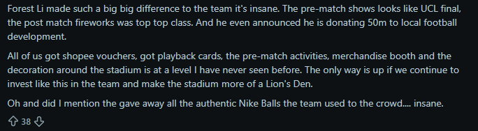 good matchday experience