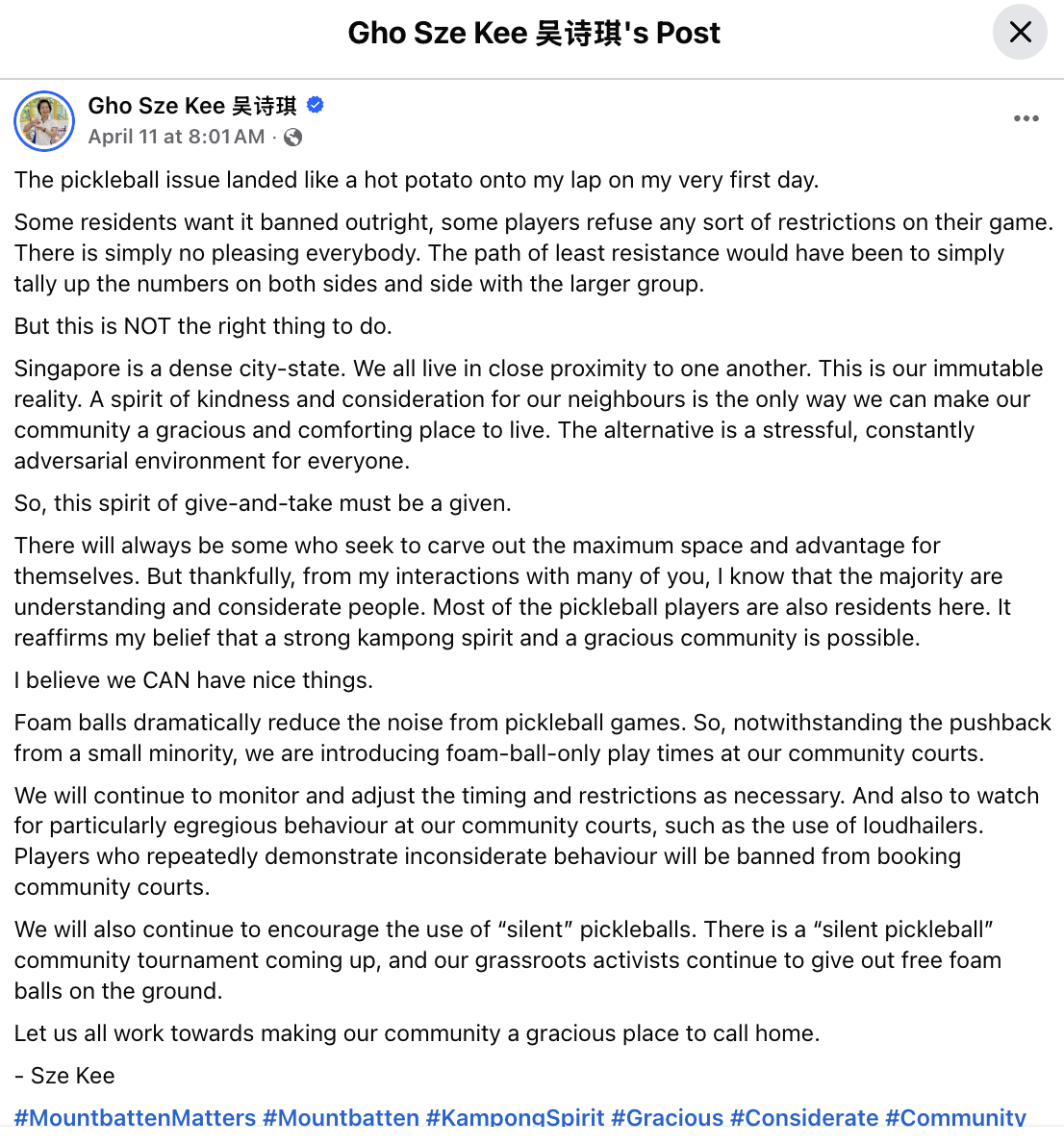 Gho Sze Kee pickleball