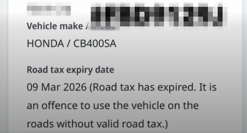 expired road tax